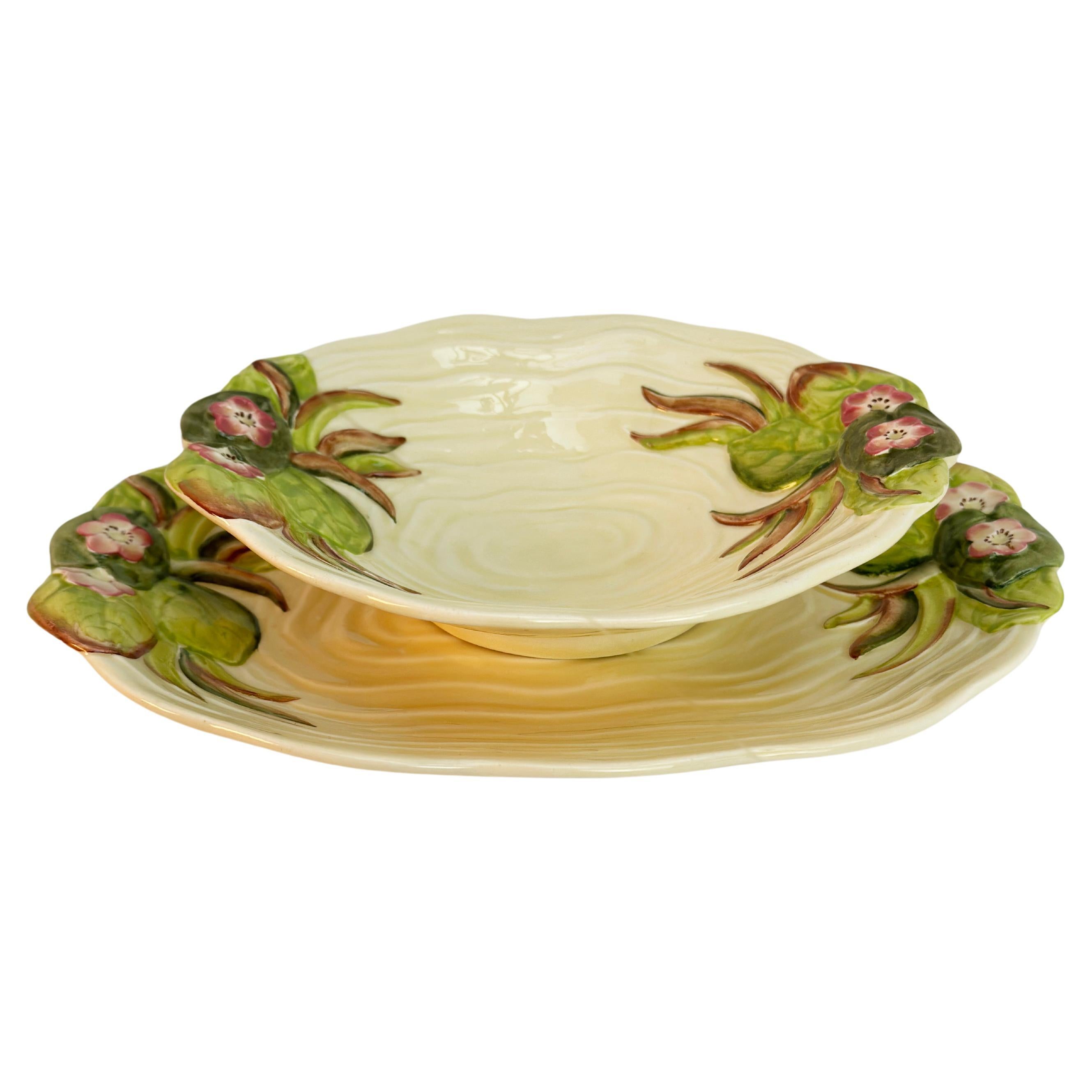 Clarice Cliff Water Lily Porcelain Dish and Platter Newport Pottery 