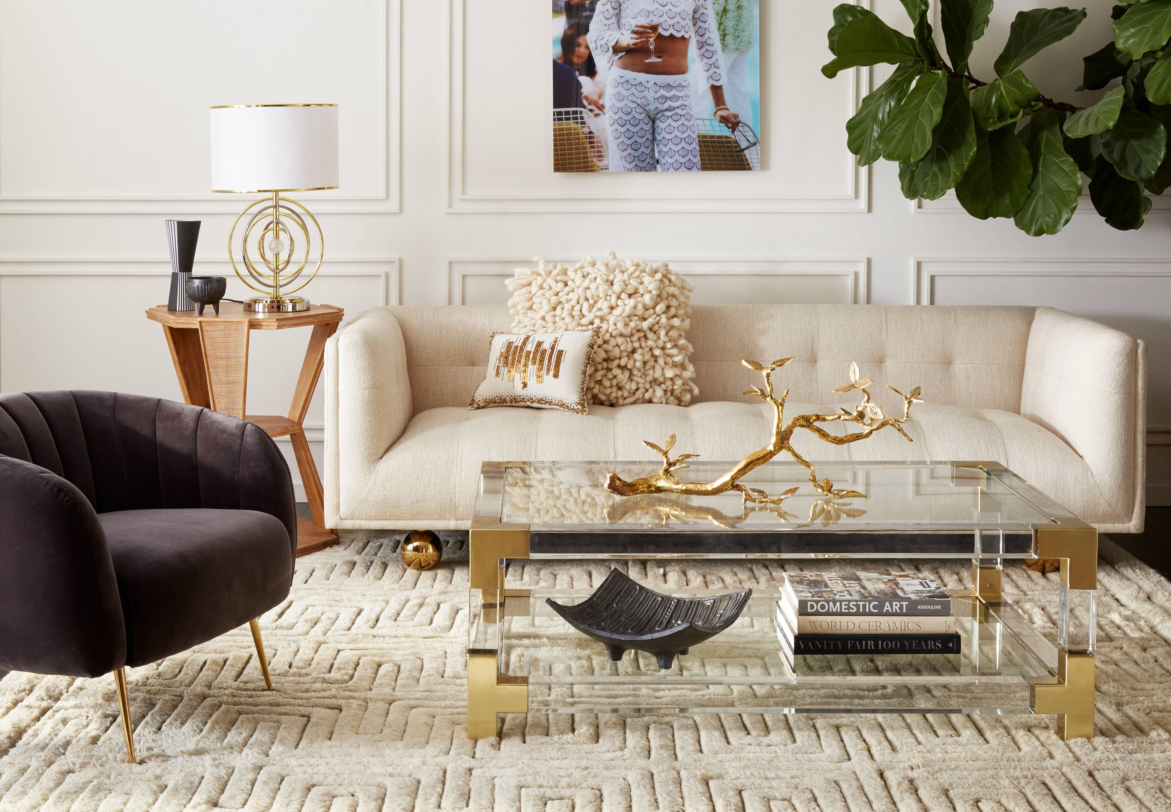 American Claridge Modern Chesterfield Sofa in Ivory Linen