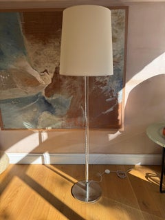 Claridge’s modernist style glass and chrome elegant floor lamp