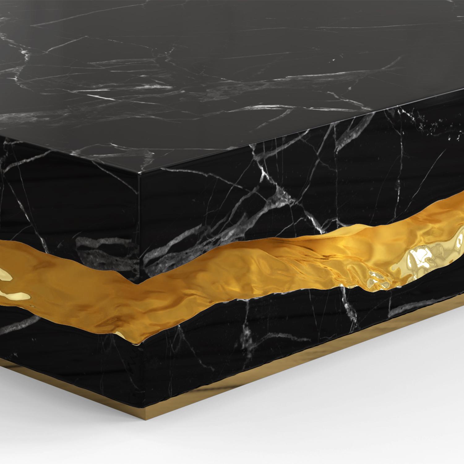 Table basse en marbre noir Clarina en vente 3