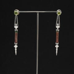Claris-A 18K White Gold Diamond & Bicolor Tourmaline Dangle Earrings