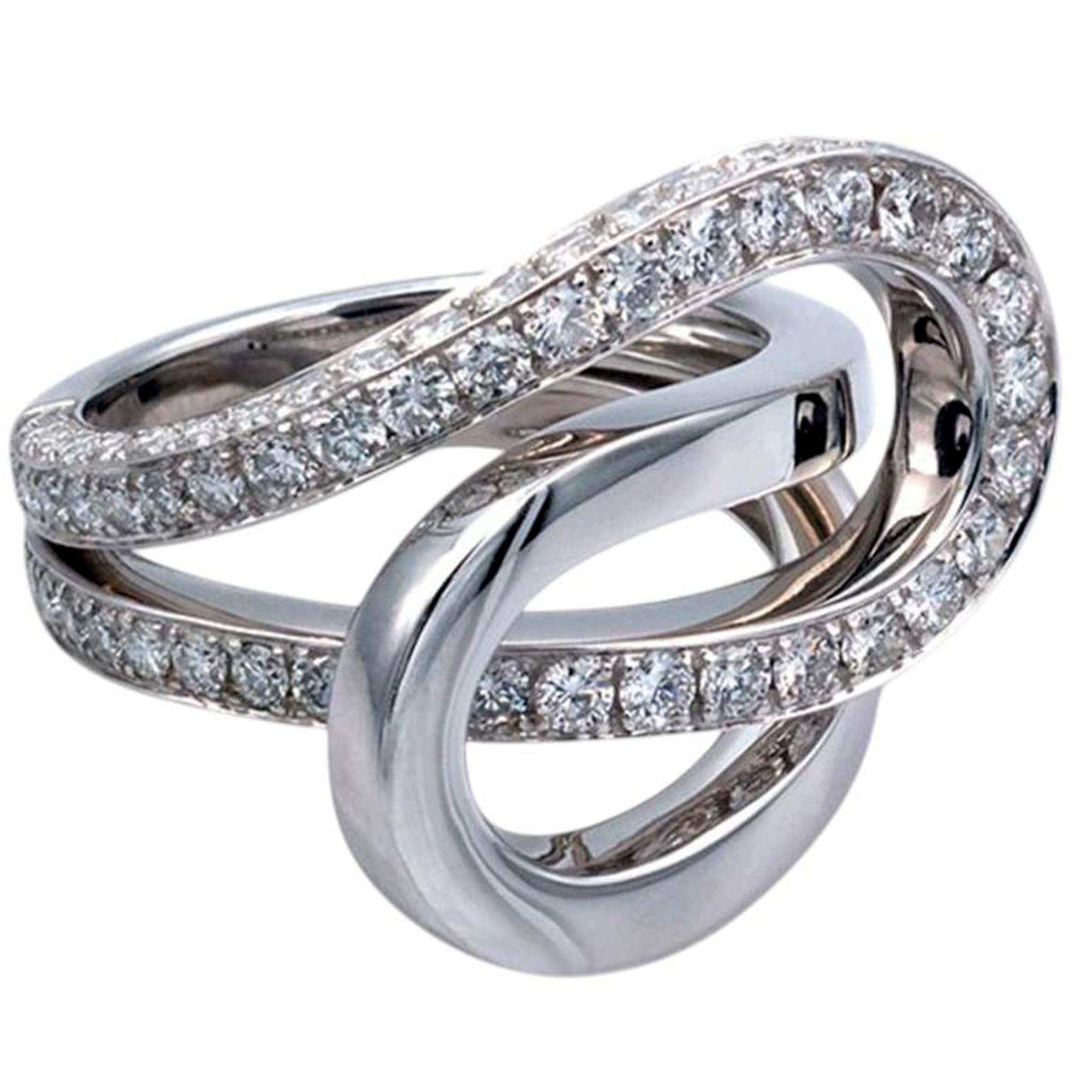 Anillo de lazo entrelazado con diamantes Claris-A de oro blanco de 18 quilates en venta