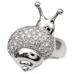 Claris-A Bague escargot en or blanc 18 carats avec diamants - Bijoux d'animaux