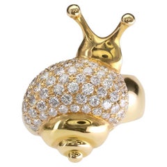 Claris-A 18K Yellow Gold Diamond Snail Ring – Animal Jewellery