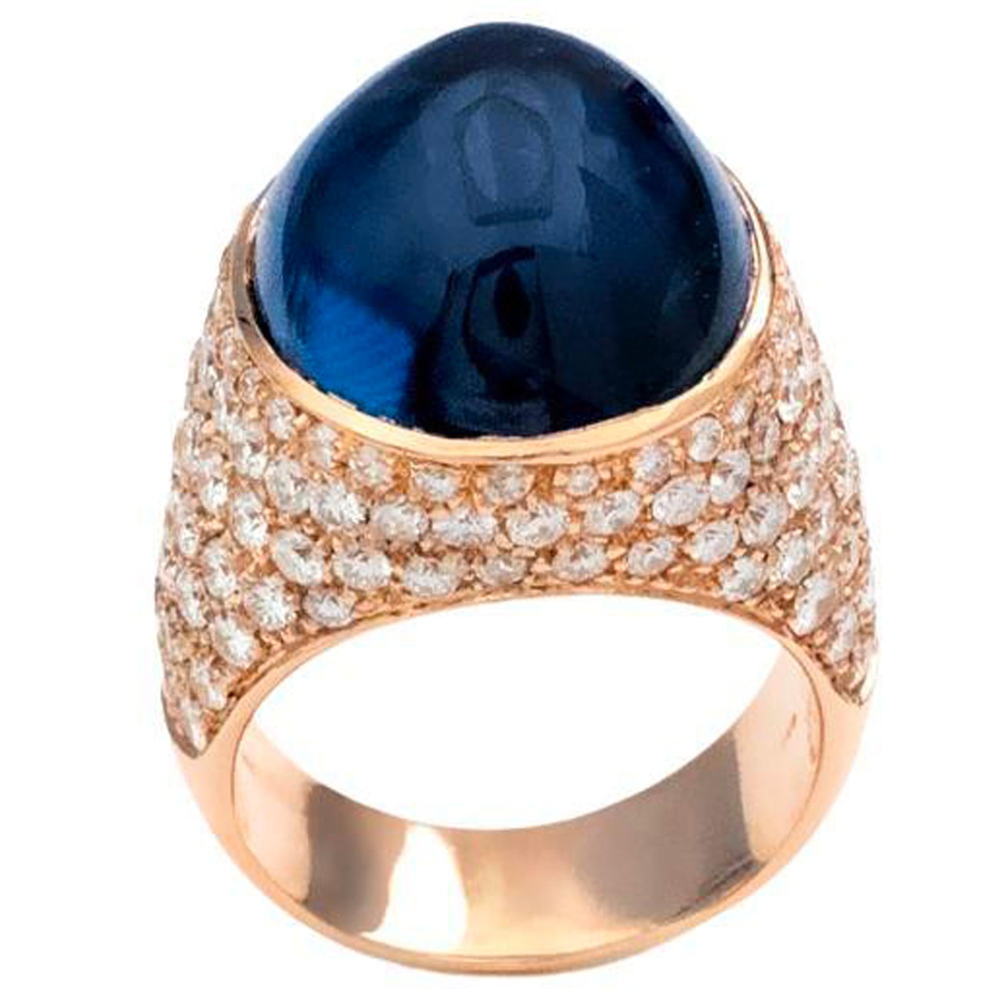 Claris-A 20,34 ct Anillo de Cóctel de Zafiro Natural sin Calor y Diamantes