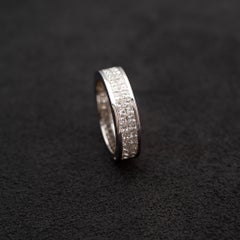 Claris-A Invisible-Set Princess-Cut Diamond 18K White Gold Wedding Band