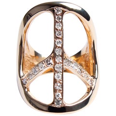 Clarissa Bronfman 14 Karat Gold Diamond Peace Ring Shiny Finish