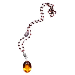 Clarissa Bronfman 14 Karat Gold Ruby Diamond Citrine Pendant Rosary Necklace