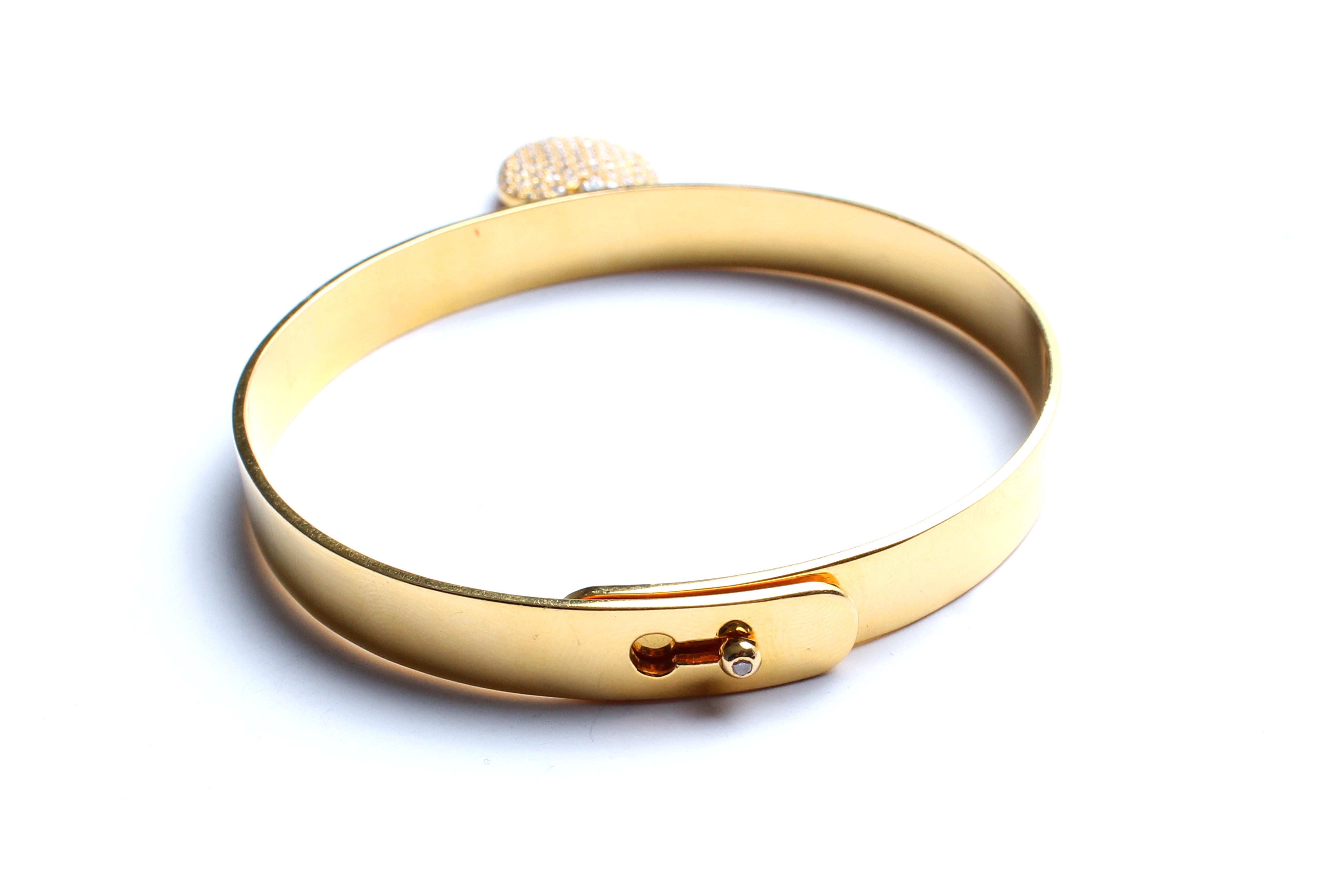 Clarissa Bronfman 14k Gold Bangle with Diamond Heart In New Condition In New York, NY