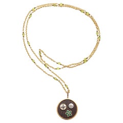 CLARISSA BRONFMAN 14k Gold Peridot „Caracas“ Halskette & 3 Charm-Ebenholz-Anhänger