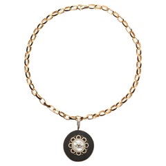CLARISSA BRONFMAN 14k Solid Gold Link Chain & Ebony MOPearl Sapphire Evil Eye