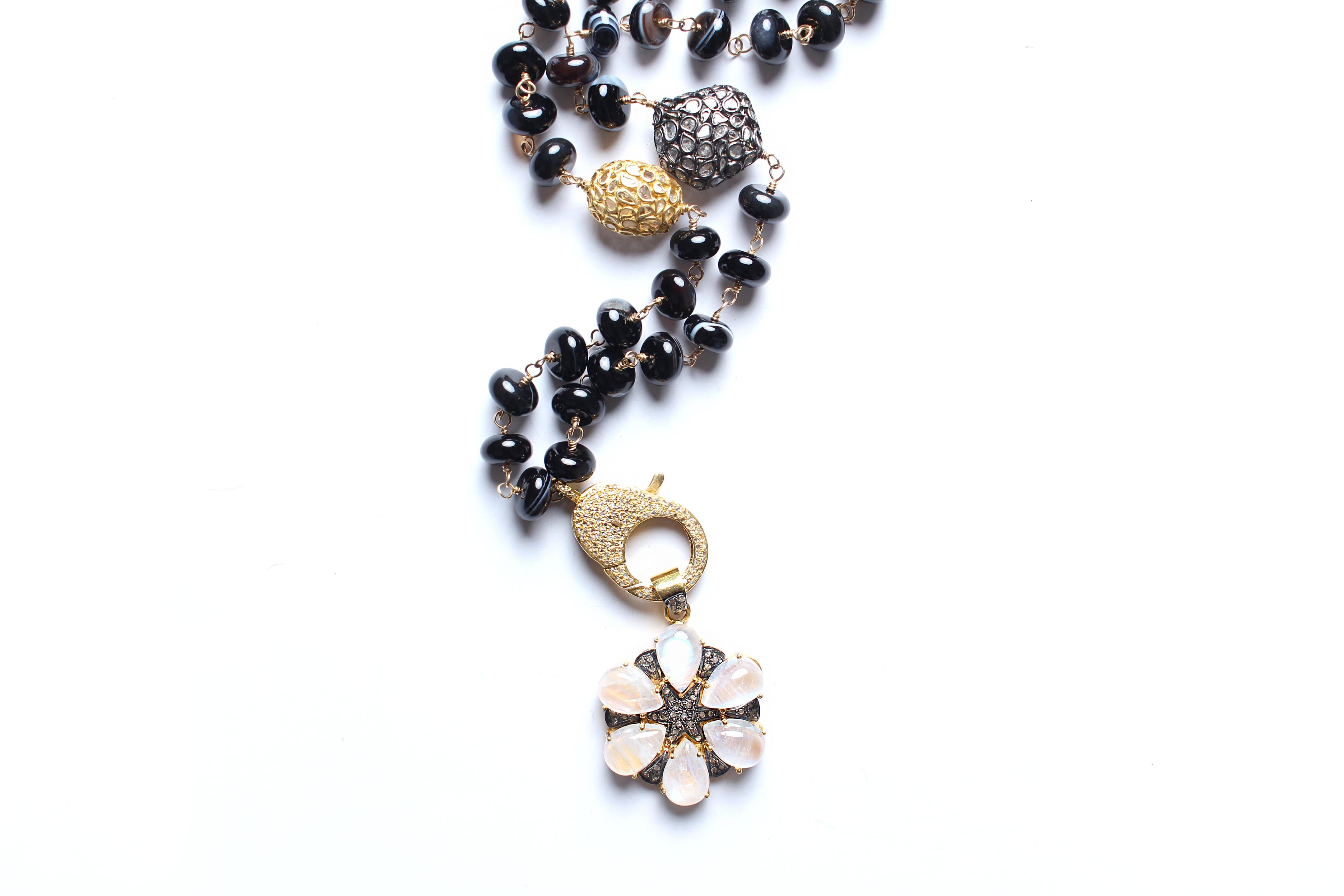black diamond rosary necklace