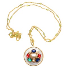 ClariSSA BRONFMAN 14k Gold Karacas Halskette Perlmutt Diamant Moderner Anhänger