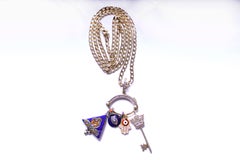 Clarissa Bronfman 14k Gold Eye Shape Charm Holder Multi Charms on Gold Chain