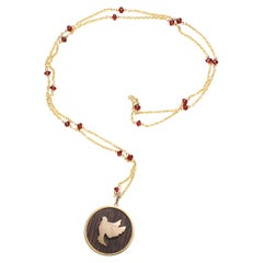 CLARISSA BRONFMAN 14kgold Garnet "Caracas" Necklace & Dove Diamond Ebony Pendant