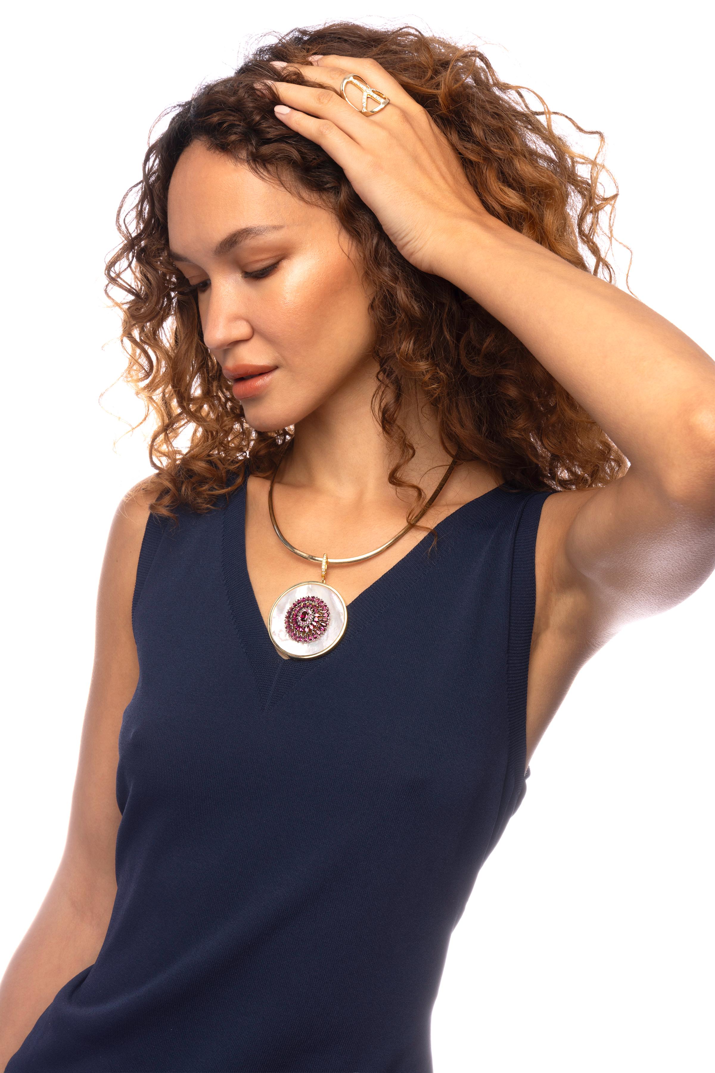 ClariSSA BRONFMAN Pendentif en or 14 carats grenat 