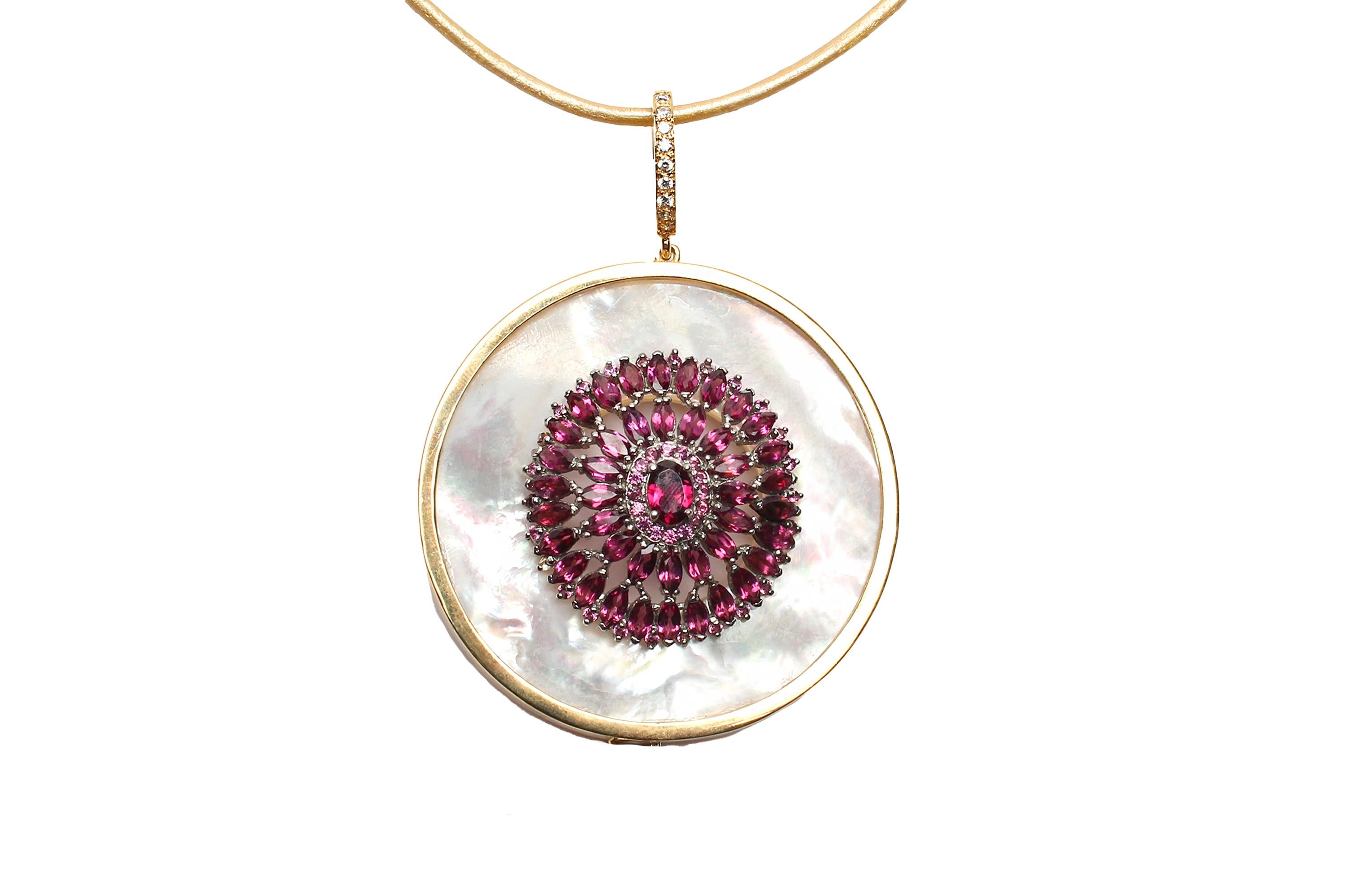 ClariSSA BRONFMAN Pendentif en or 14 carats grenat 