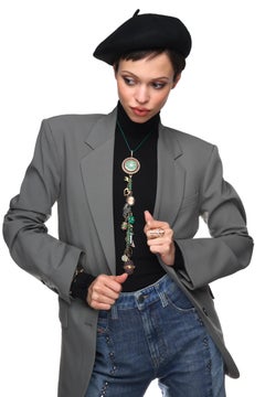 CLARISSA BRONFMAN 14kGold Malachite Ebony Compass Pendant & Bone Ruby Necklace