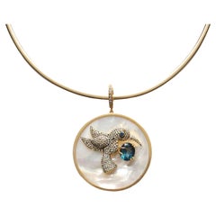 CLARISSA BRONFMAN 14KGOLD OMEGA CHAIN
Pearl Topaz Diamond Hummingbird Pendentif