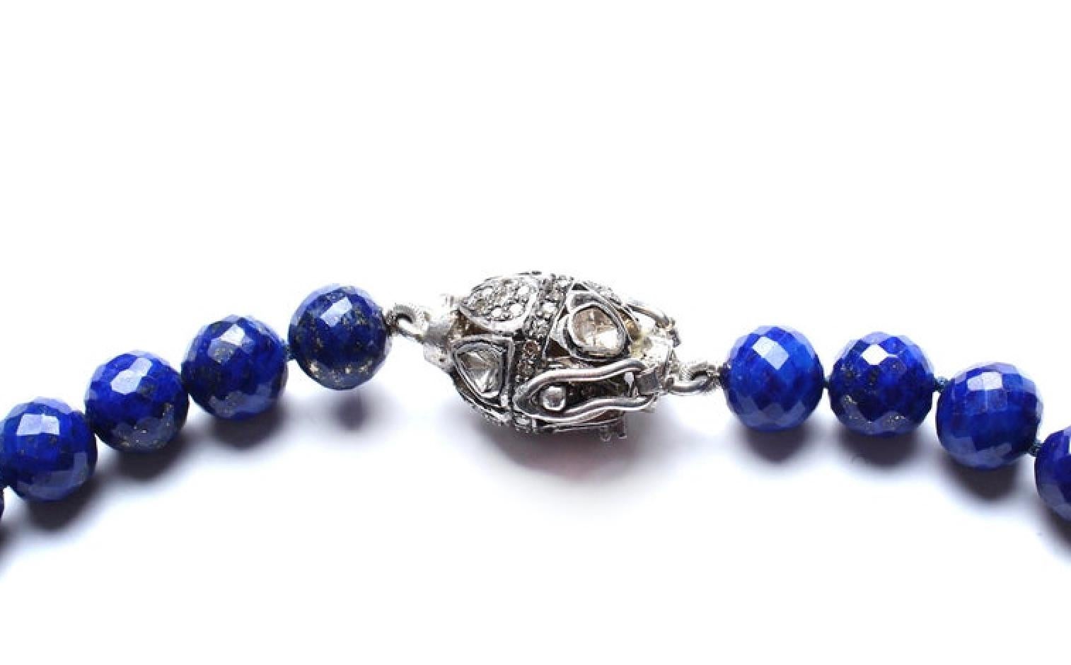 Taglio misto Clarissa Bronfman - Collana con perline a croce in argento sterling con diamanti e lapis - e smalto in vendita