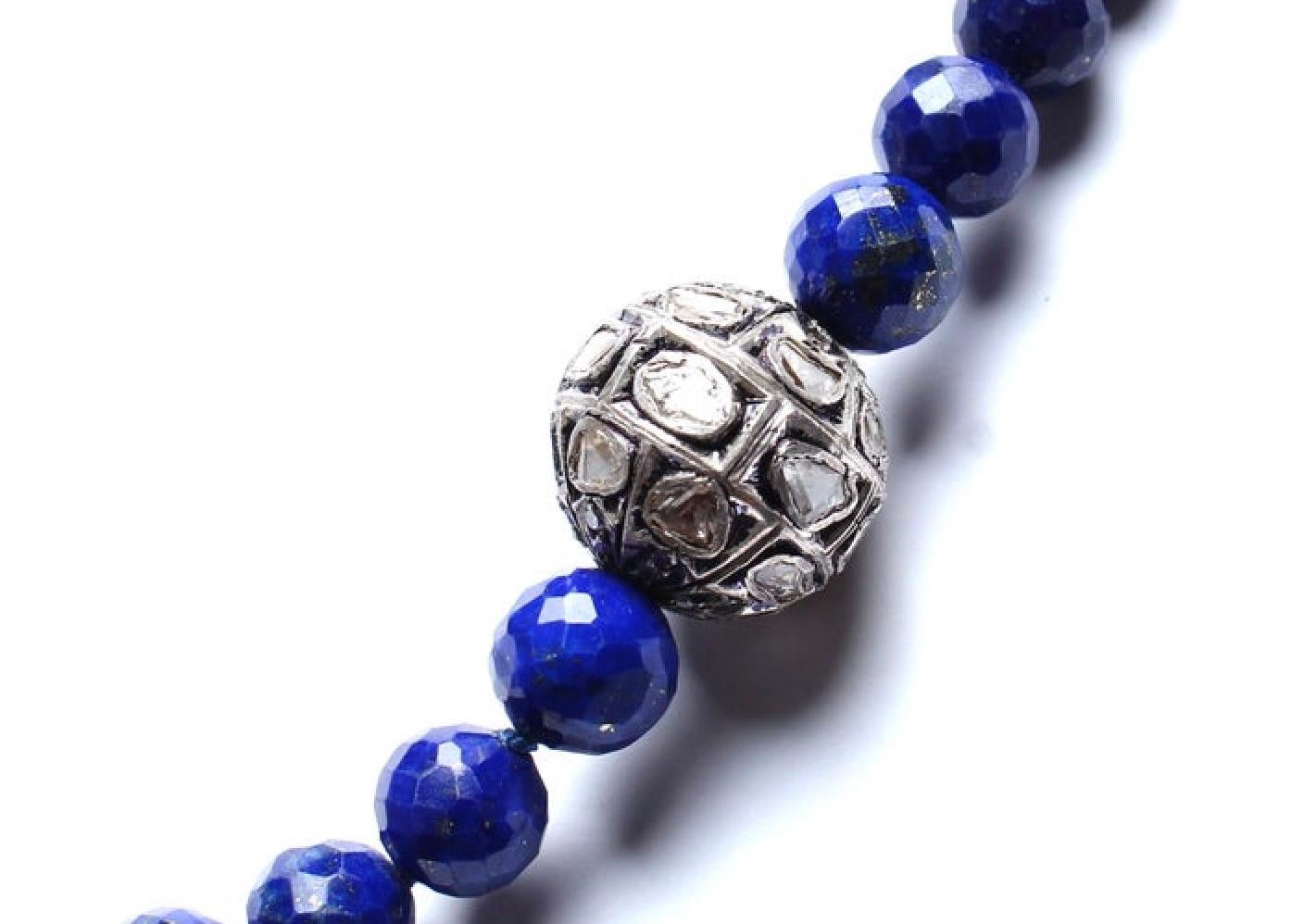 Clarissa Bronfman - Collana con perline a croce in argento sterling con diamanti e lapis - e smalto In condizioni Nuovo in vendita a New York, NY