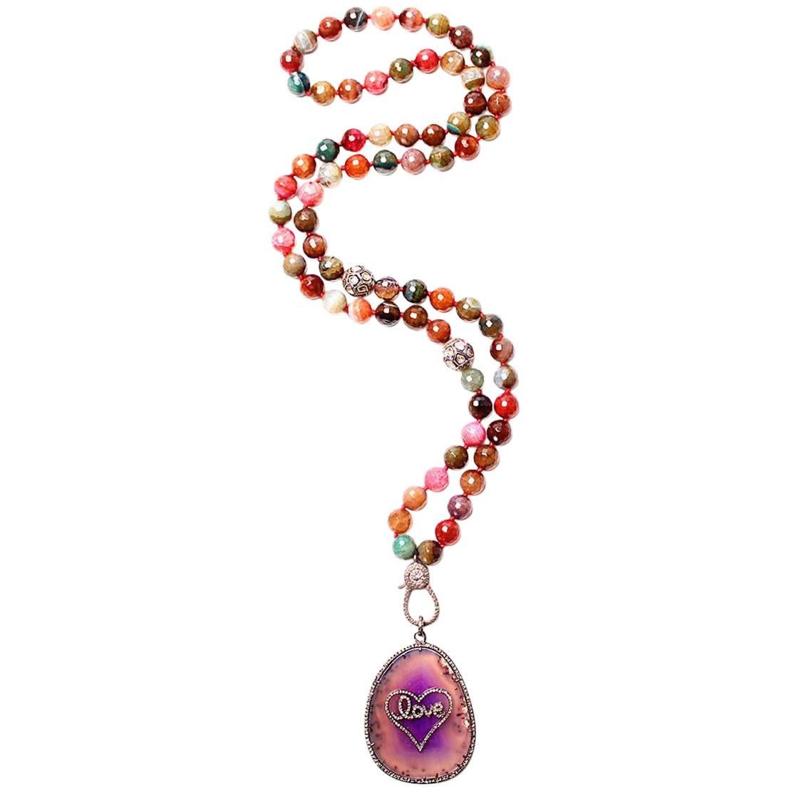 Clarissa Bronfman Agate and Diamond Beaded Necklace