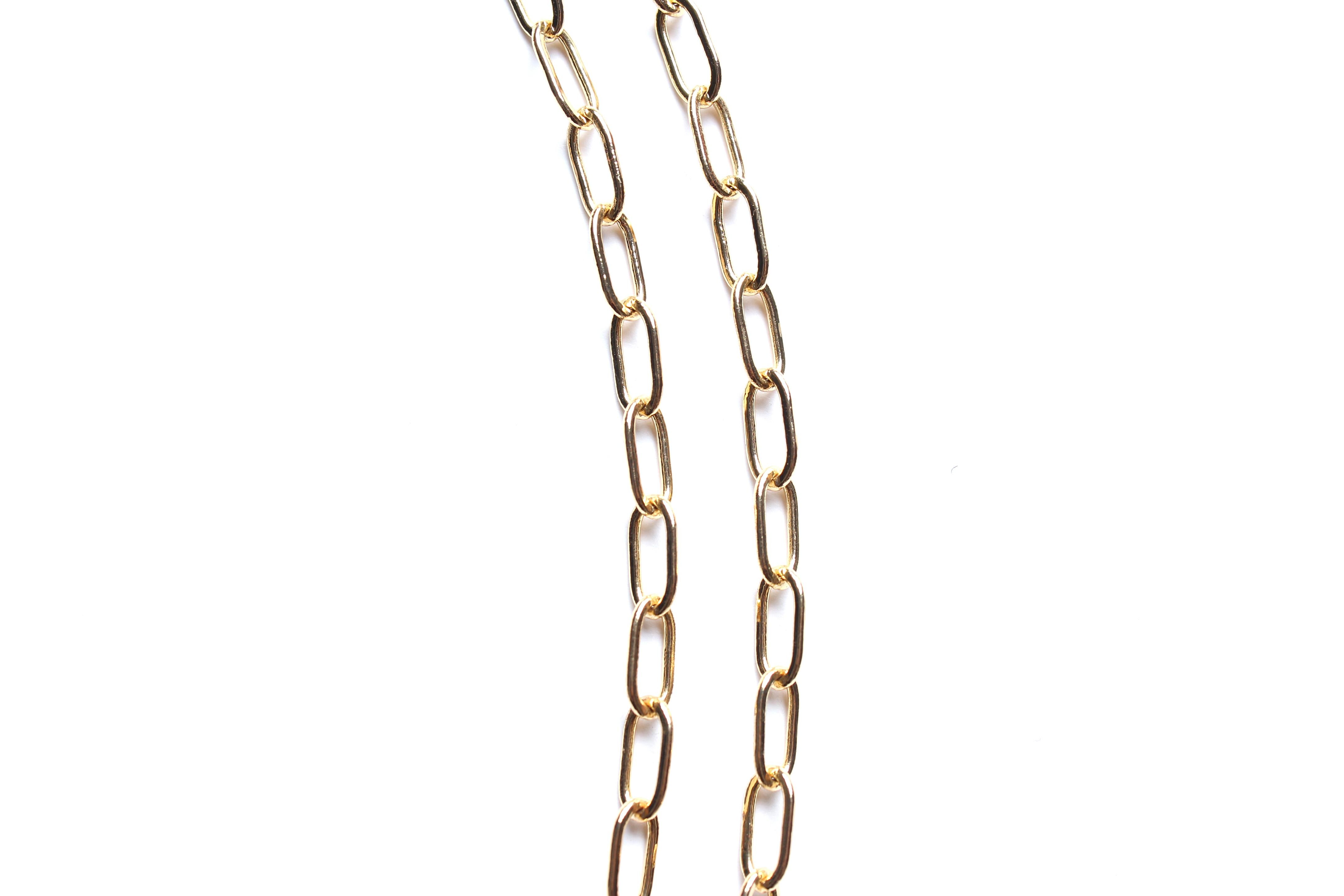 Contemporain Clarissa Bronfman, collier pendentif Hamsa en agate, diamants et chaîne en or 14 carats en vente
