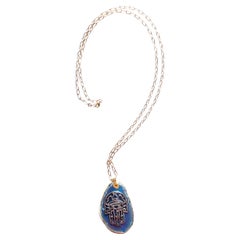 Collana con ciondolo a catena in oro 14k Clarissa Bronfman Agata Diamante Hamsa Mano
