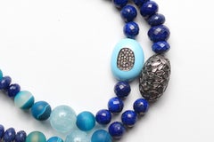 CLARISSA BRONFMAN Agate Lapis Aquamarine Chalcedony Opal Diamond Charm Necklace