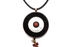 CLARISSA BRONFMAN "Age Of Elegance" Garnet Pearl Ruby Gold Symbol Tree Necklace
