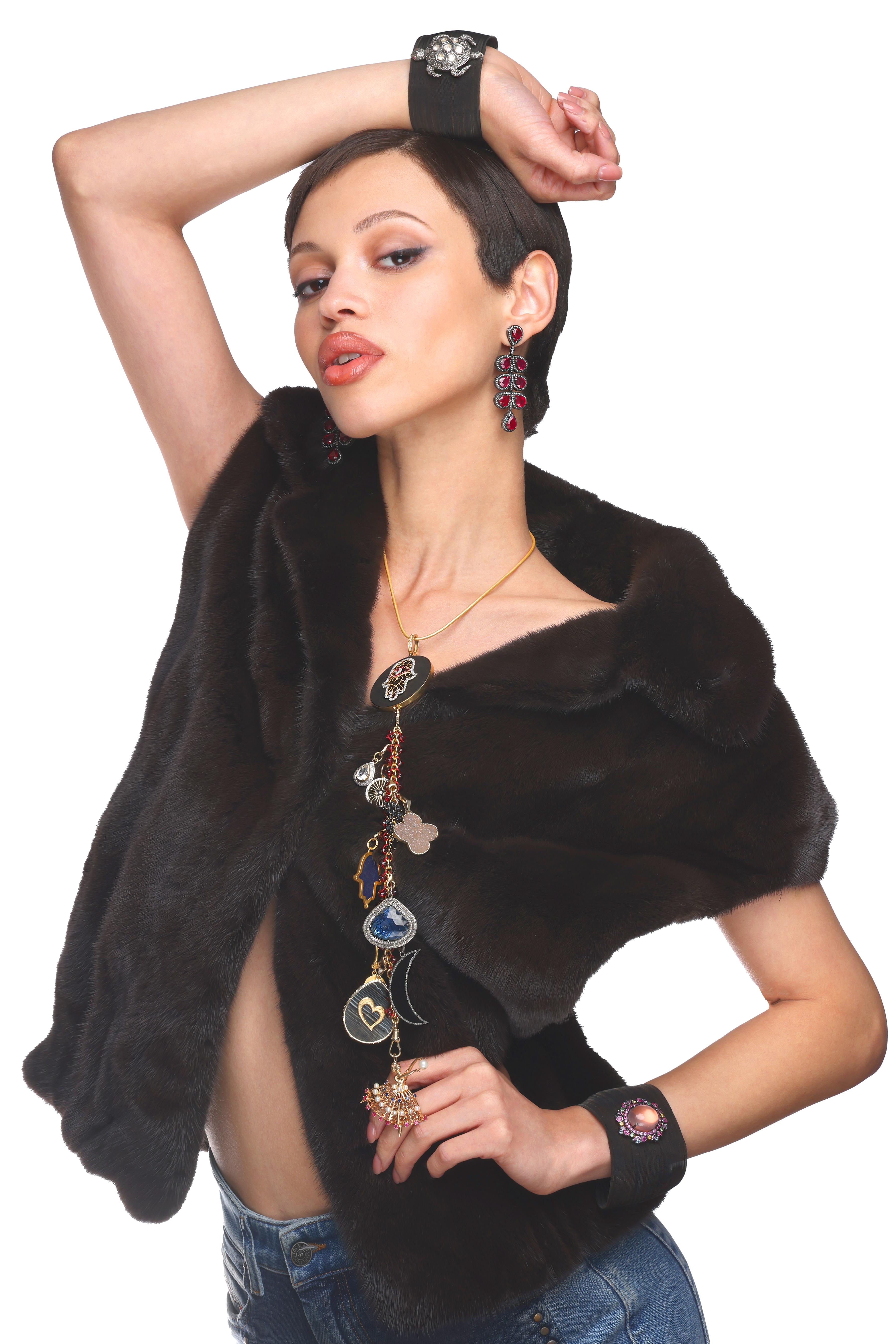 CLARISSA BRONFMAN „Age Of Elegance“ Halskette, Granat Perle Rubin Gold Symbol Baum Halskette (Zeitgenössisch) im Angebot