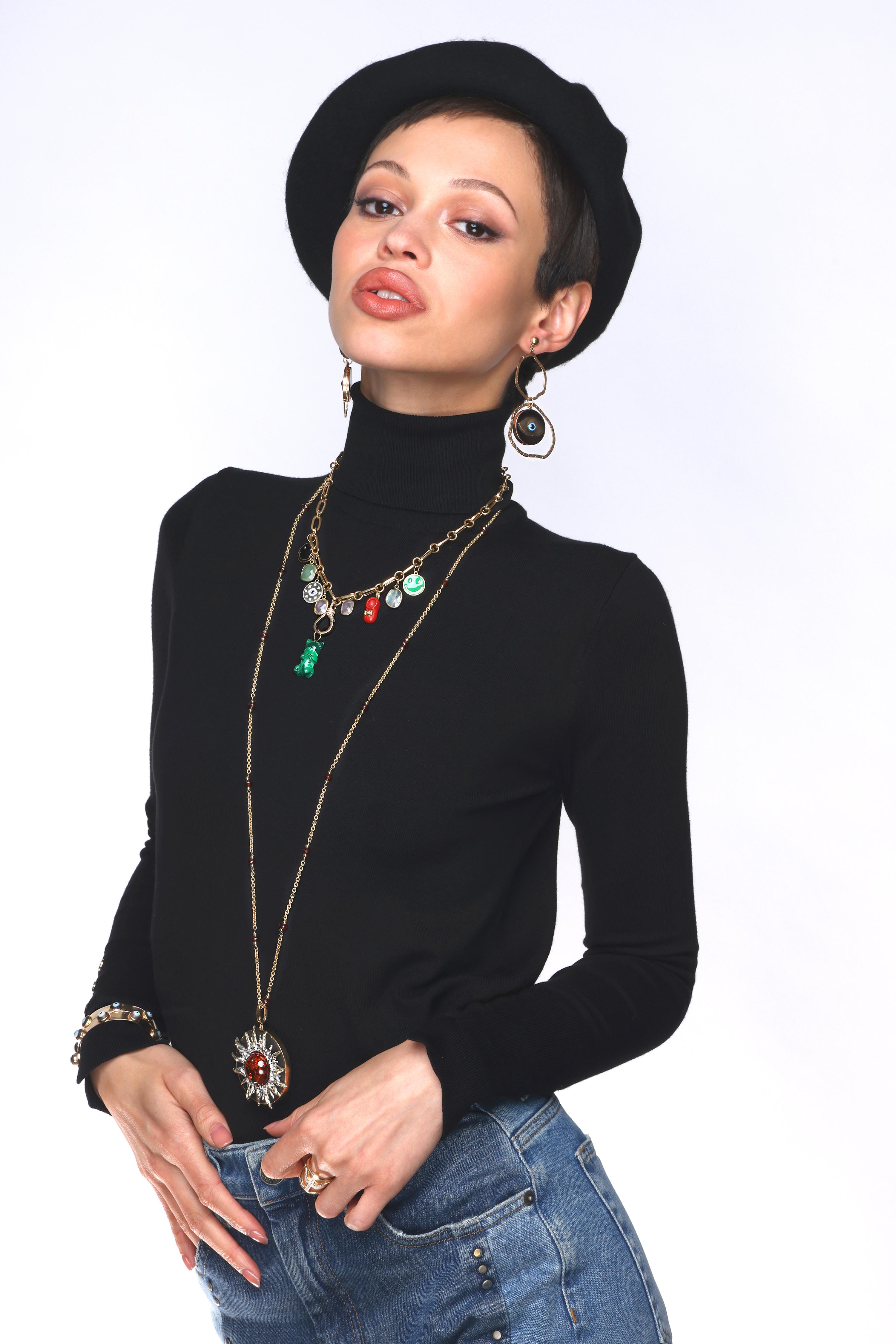 Contemporary CLARISSA BRONFMAN Amber 2 Tone Ebony Sun Pendant & Black Gold 