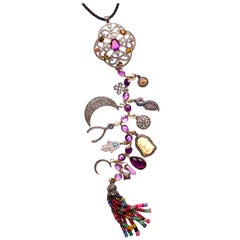 Clarissa Bronfman Amethyst, Diamond, Peridot, Bone, Agate Symbol Tree Necklace Clarissa Bronfman Amethyst, Diamond, Peridot, Bone, Agate Symbol Tree Necklace