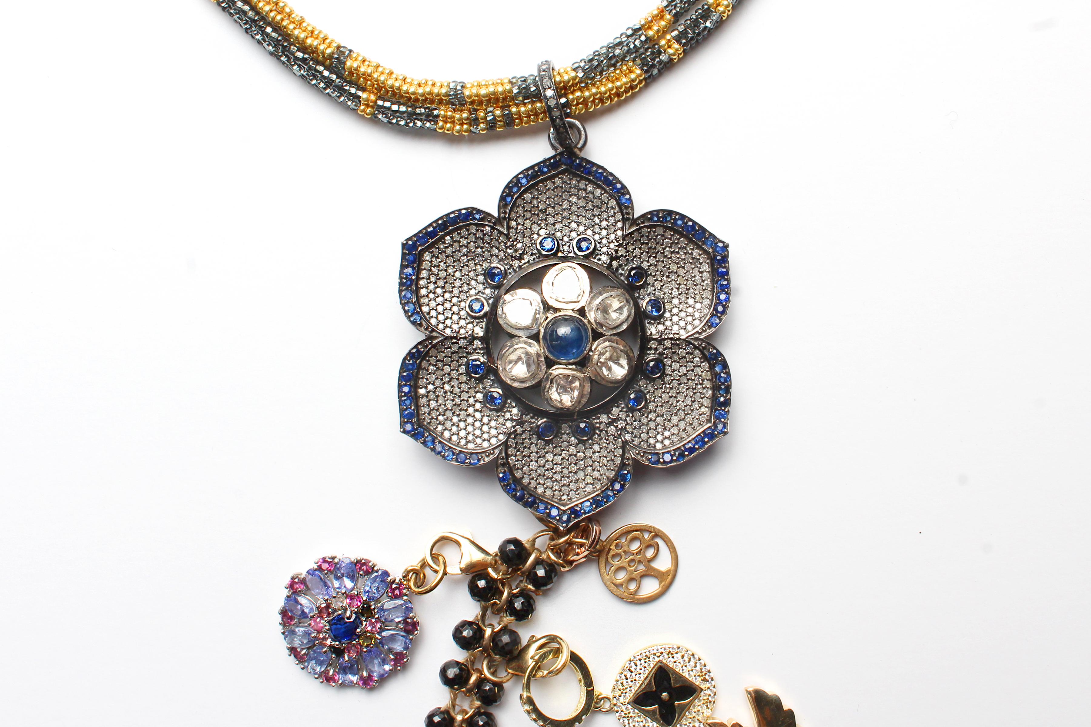 Contemporain CLARISSA BRONFMAN Collier Améthyste Saphir Or Lavande Estrella Symbol Tree en vente