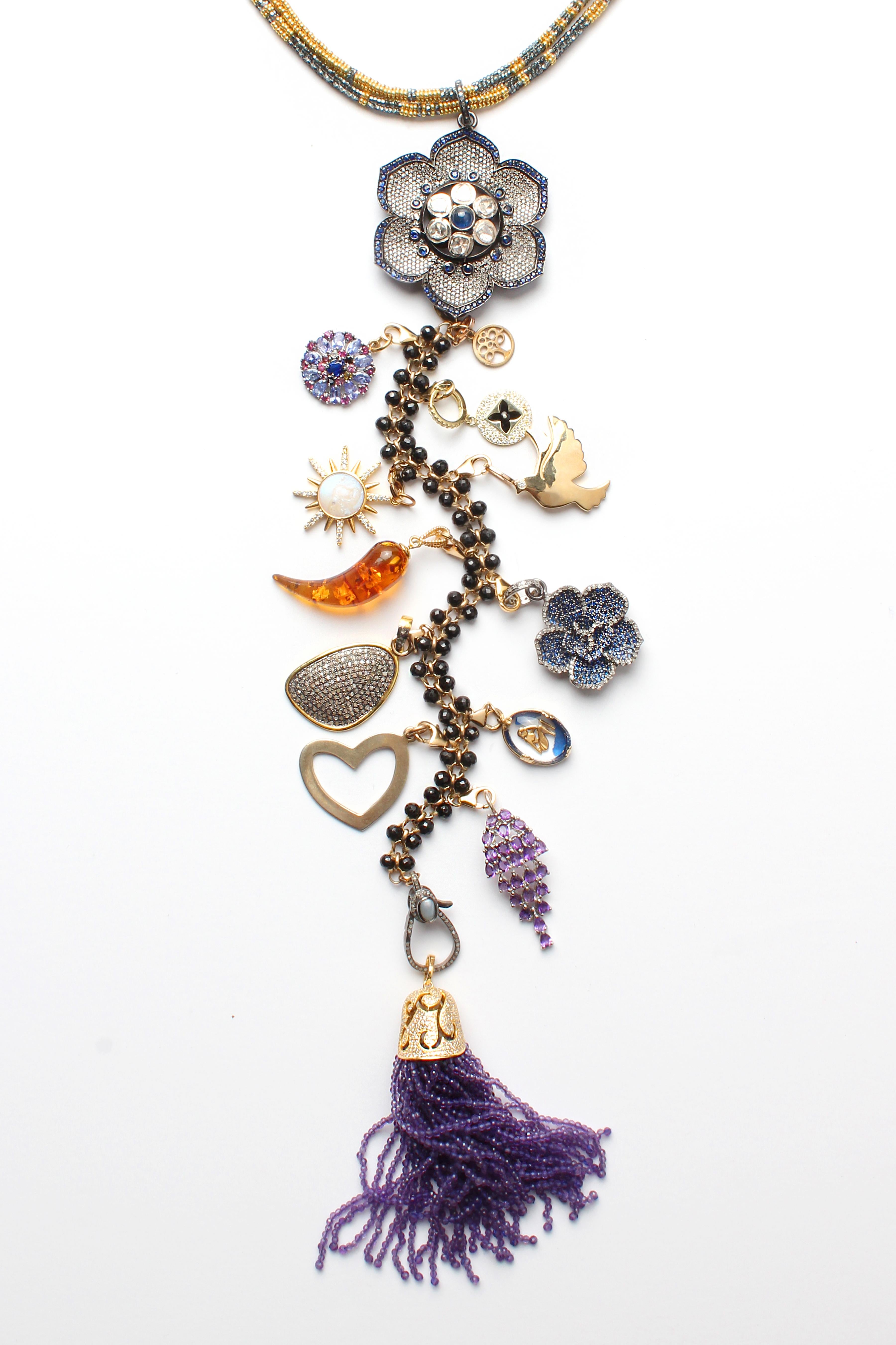 CLARISSA BRONFMAN Collier Améthyste Saphir Or Lavande Estrella Symbol Tree en vente 2