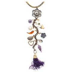 CLARISSA BRONFMAN Amethyst Sapphire Gold Lavender Estrella Symbol Tree Necklace