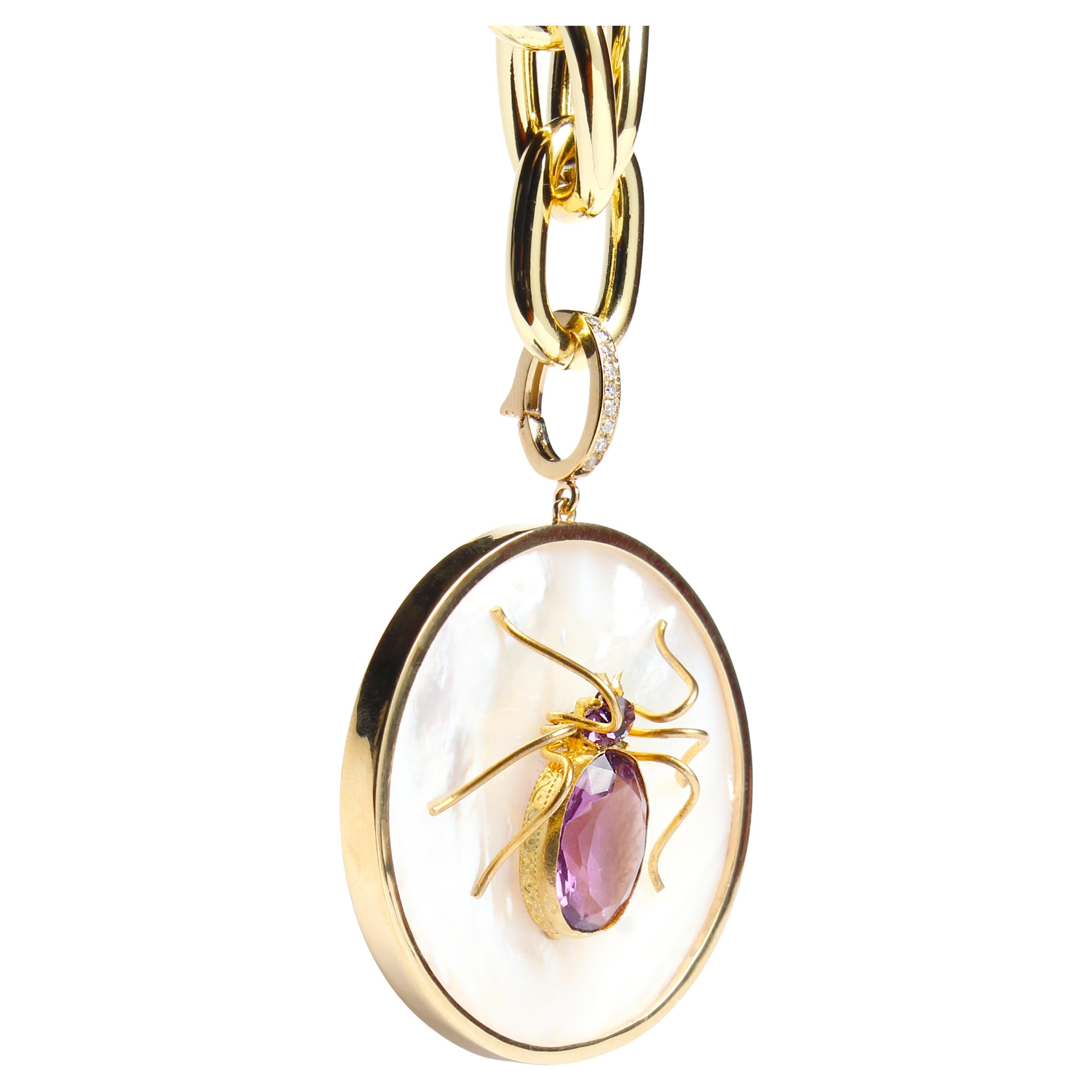 CLARISSA BRONFMAN Amethyst Spider MotherofPearl Pendant
Chunky Gold Chain