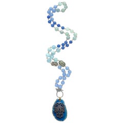 Clarissa Bronfman Aquamarine Emerald Tanzanite Chalcedony Diamond Hamsa Rosary