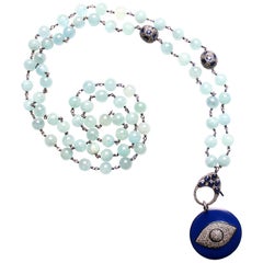 Clarissa Bronfman Aquamarine, Sapphire, Diamond, Enamel Beaded Necklace