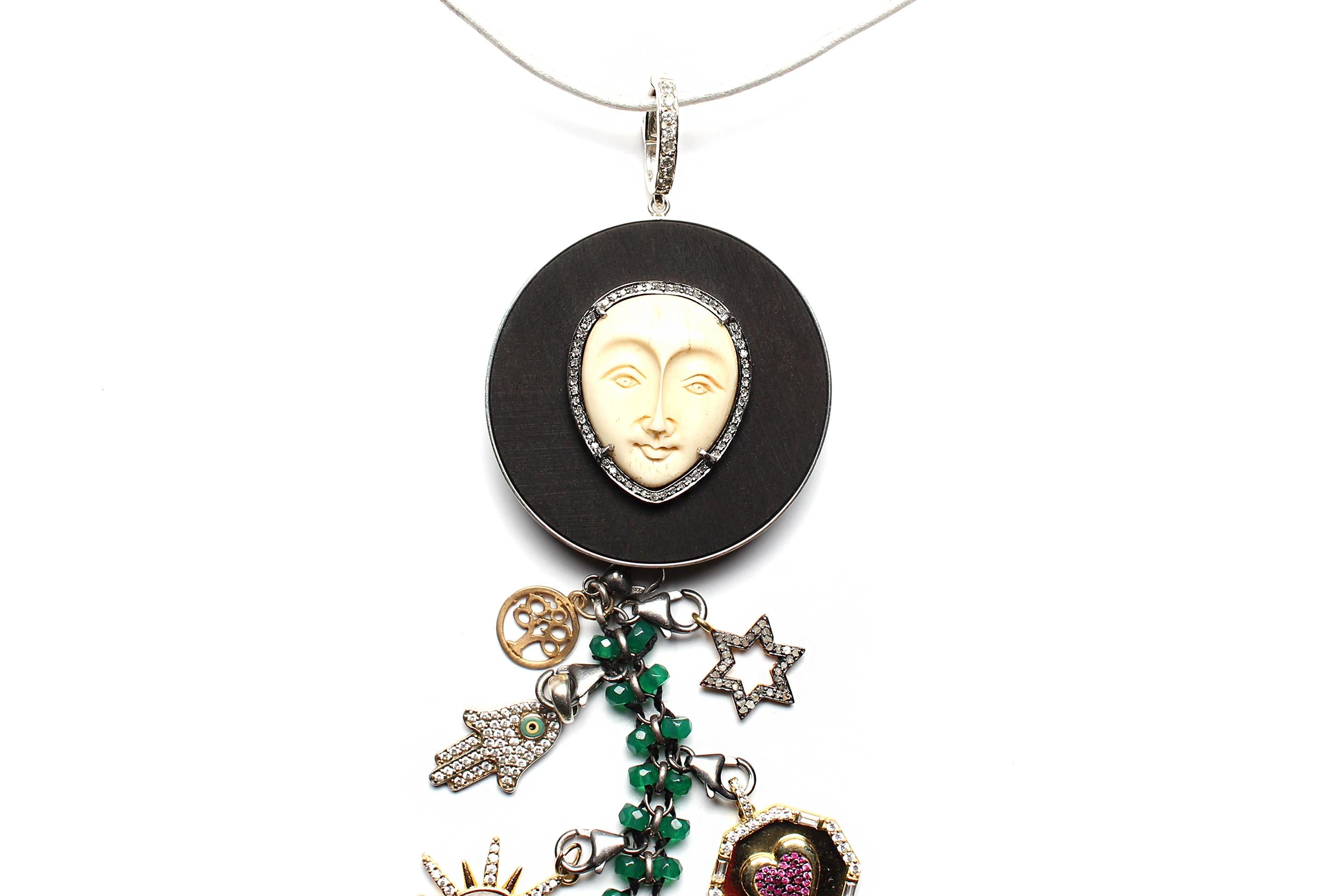 Clarissa Bronfman Artemis ii Smaragd Gold Diamant Malachit Symbol Baum Halskette im Angebot 4