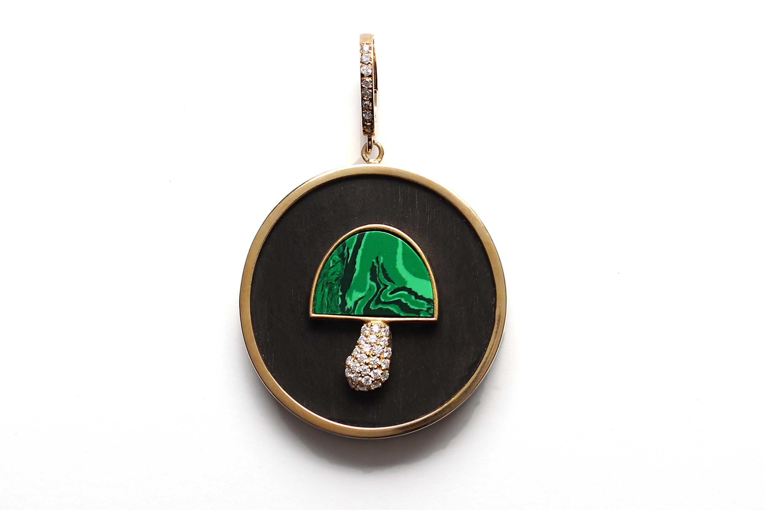Mixed Cut Clarissa Bronfman Black Agate Opal Carmen Necklace Malachite Ebony MushroomHamsa For Sale