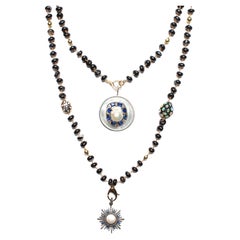 CLARISSA BRONFMAN Black Agate Opal Diamond Carmen Rosary Sapphire Pearl Pendants