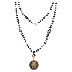 CLARISSA BRONFMAN Black Opal Diamond "Carmen" Necklace & Citrine Peridot Ebony