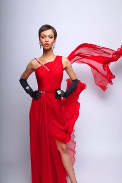 Clarissa Bronfman Brazalete de cocodrilo azul con esmalte de oro de 14 quilates Flor de arbusto