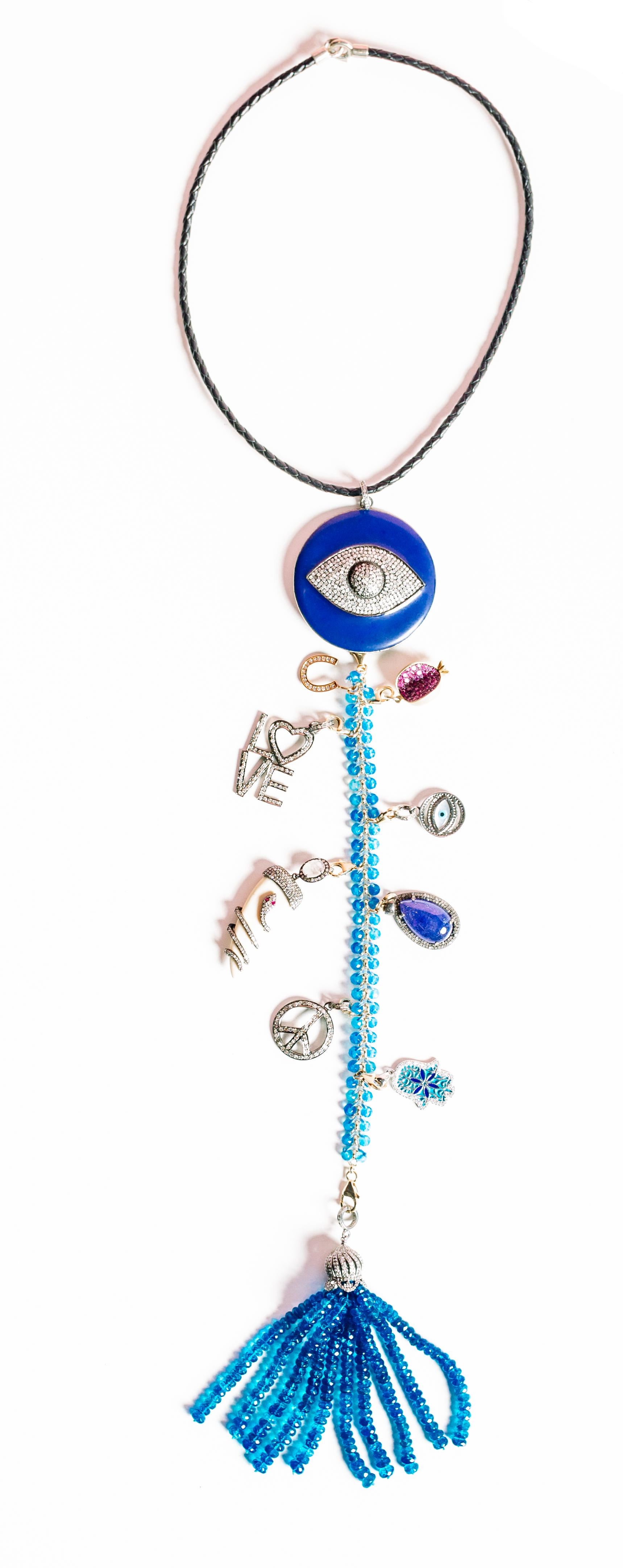 Contemporary Clarissa Bronfman 'Blue Is the Warmest Color' Symbol Tree Necklace