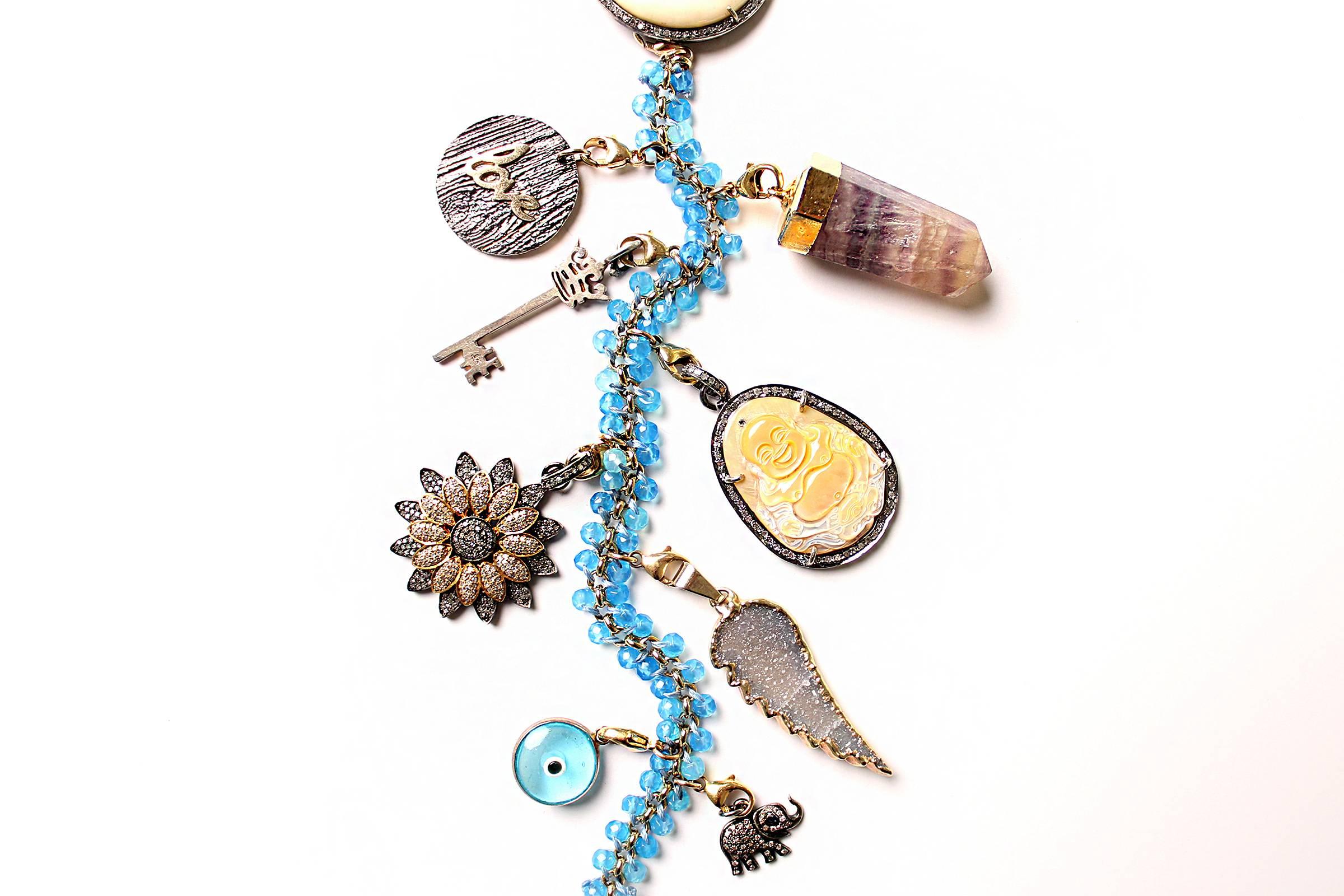 Contemporary Clarissa Bronfman Bone, Diamond, 'Luna Muna' Symbol Tree Necklace