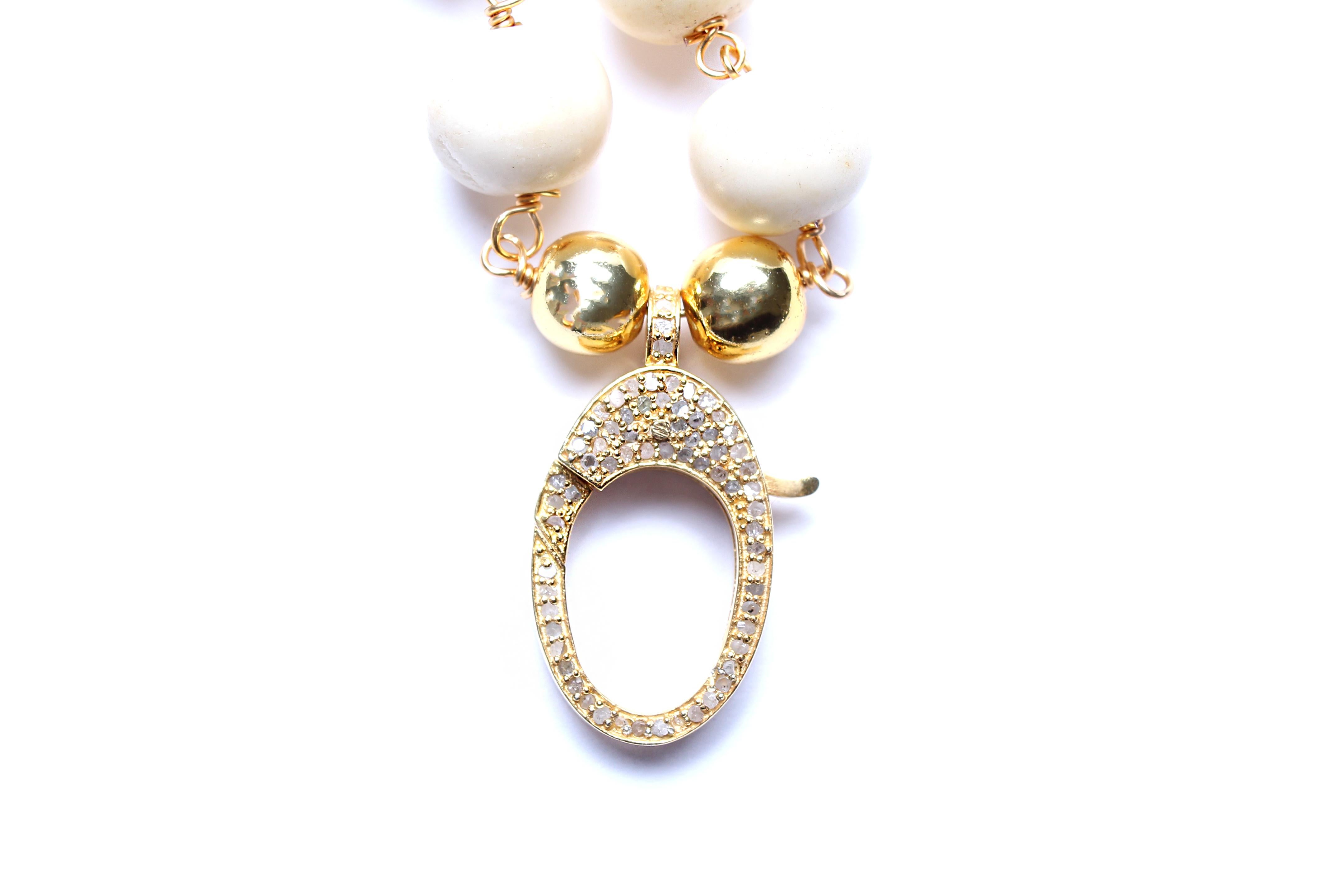 CLARISSA BRONFMAN Colgante Flor Polki de Hueso Diamante Rubí Oro Rosario y Zafiro en venta 6