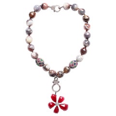 Clarissa Bronfman Botswana Agate Sapphire Ruby Emerald Agate Diamond Necklace