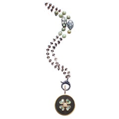 Clarissa Bronfman Brown Quartz Opal Diamond Rosary & 14k Gold Ebony Clover Charm