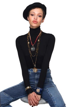 CLARISSA BRONFMAN "Carmen" Tiger's Eye Emerald Diamond Flower Rosary Necklace